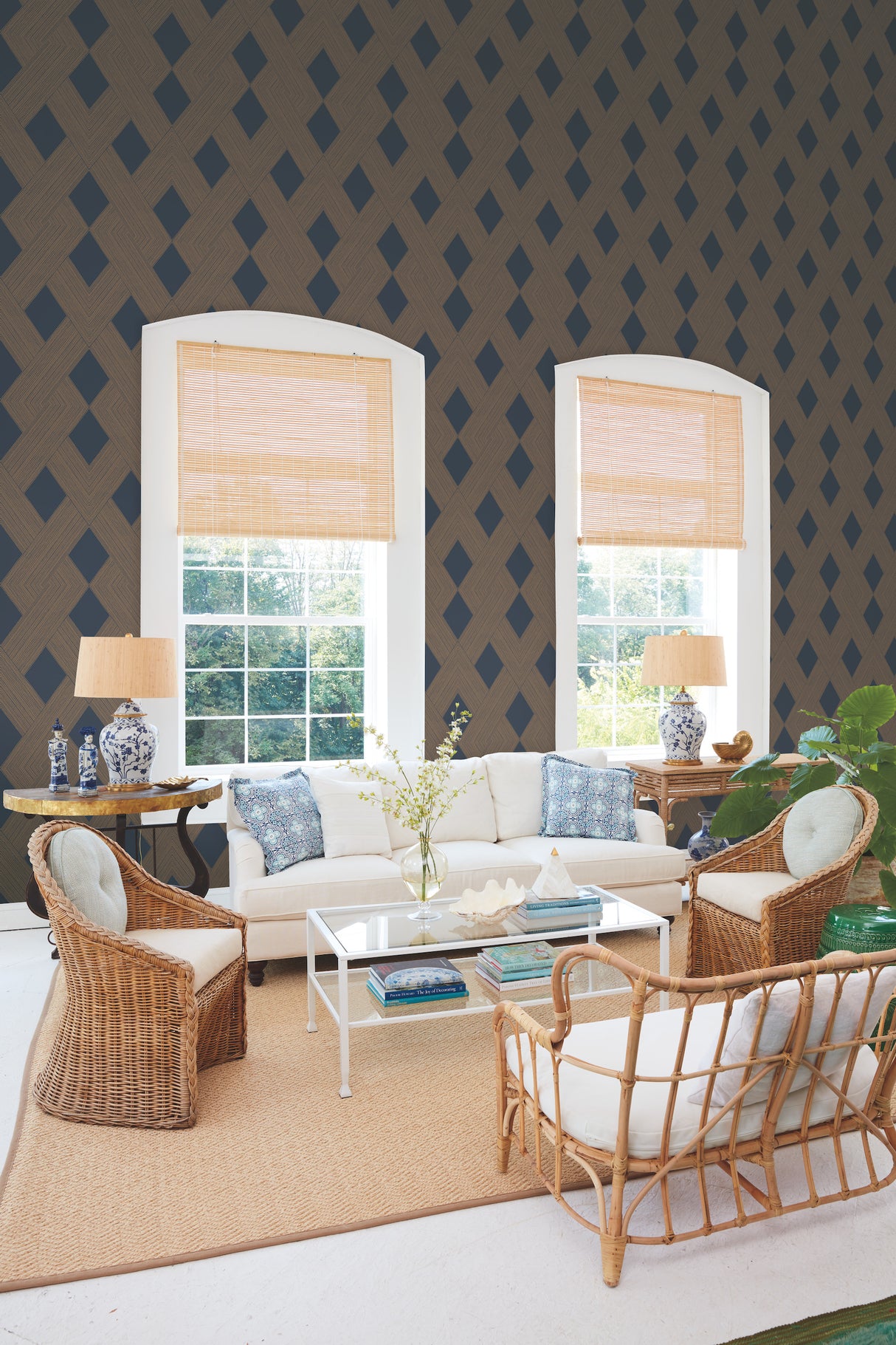 York GM7540 Beveled Edge Navy Wallpaper