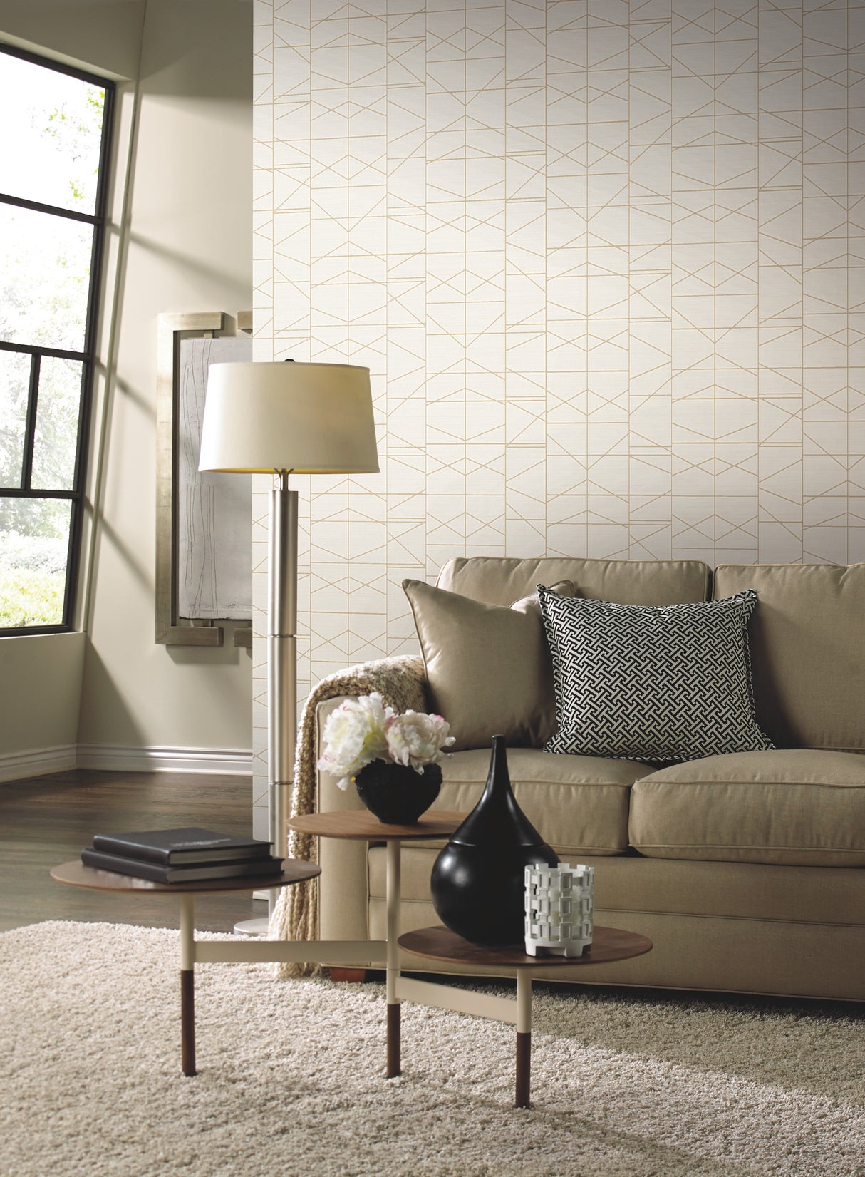York GM7543 Modern Perspective Gold Wallpaper