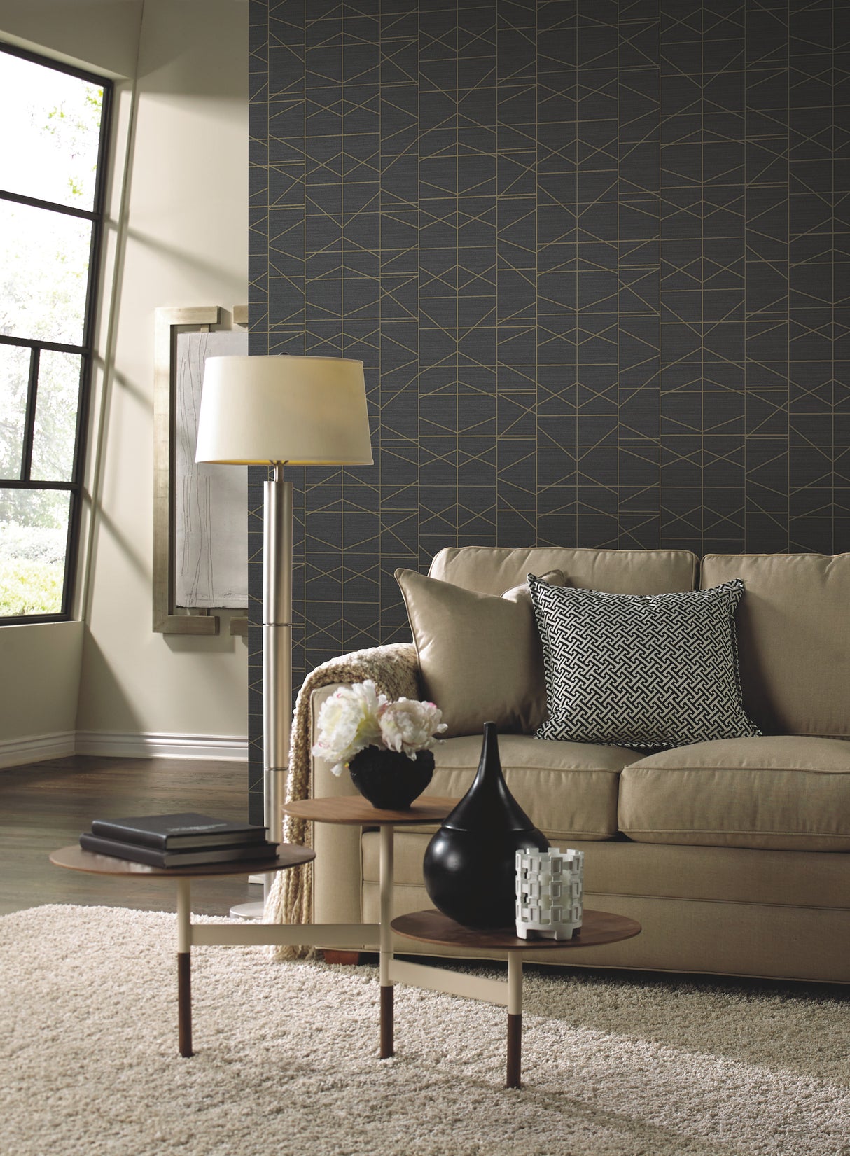 York GM7547 Modern Perspective Gold Wallpaper