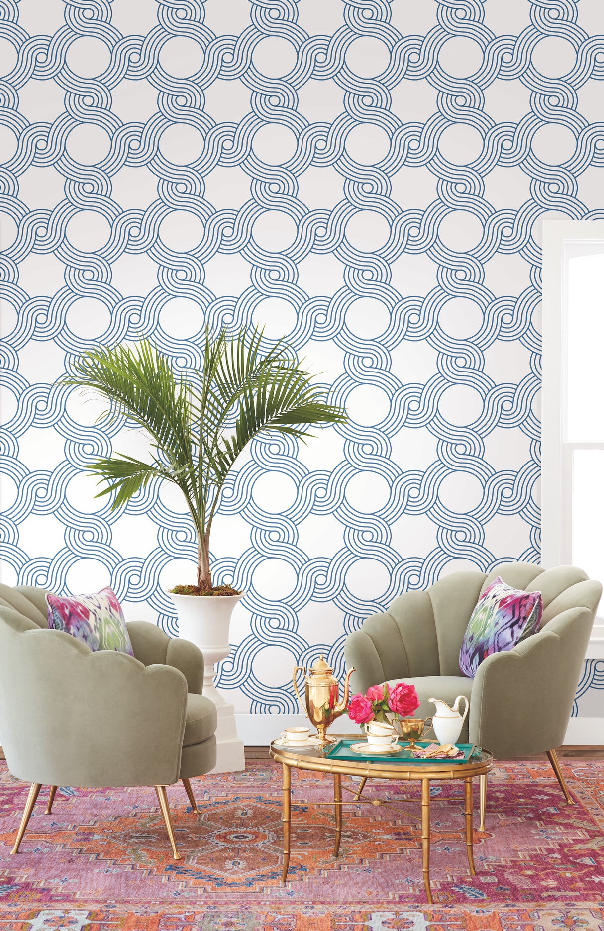 York GM7594 The Twist Blue Wallpaper