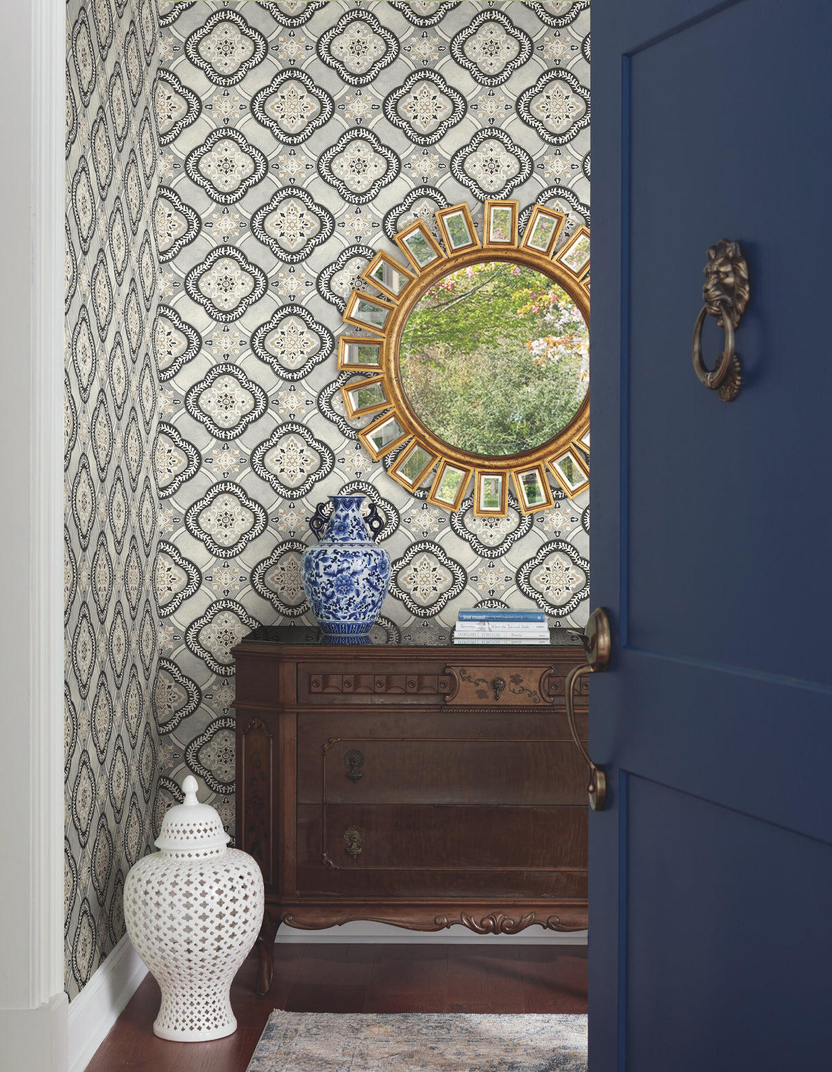 York GO8213 Garden Trellis Onyx Wallpaper