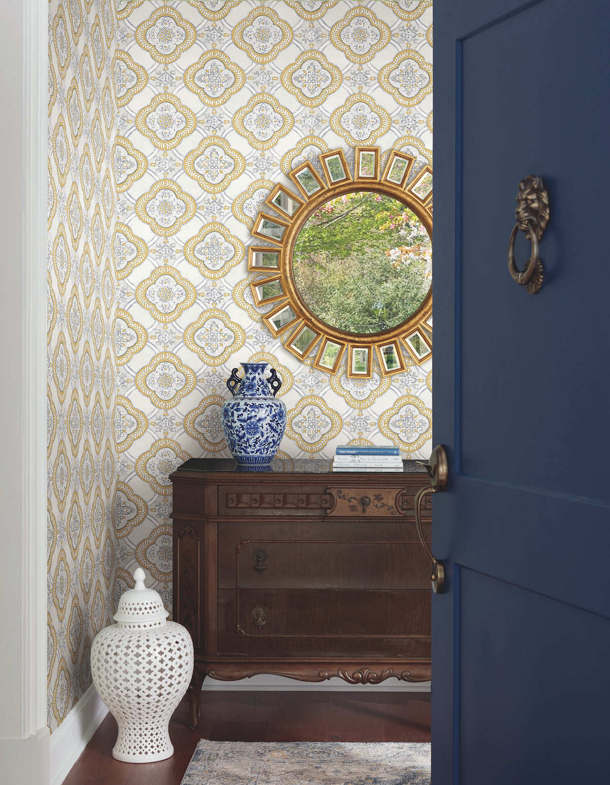 York GO8215 Garden Trellis Ochre Wallpaper