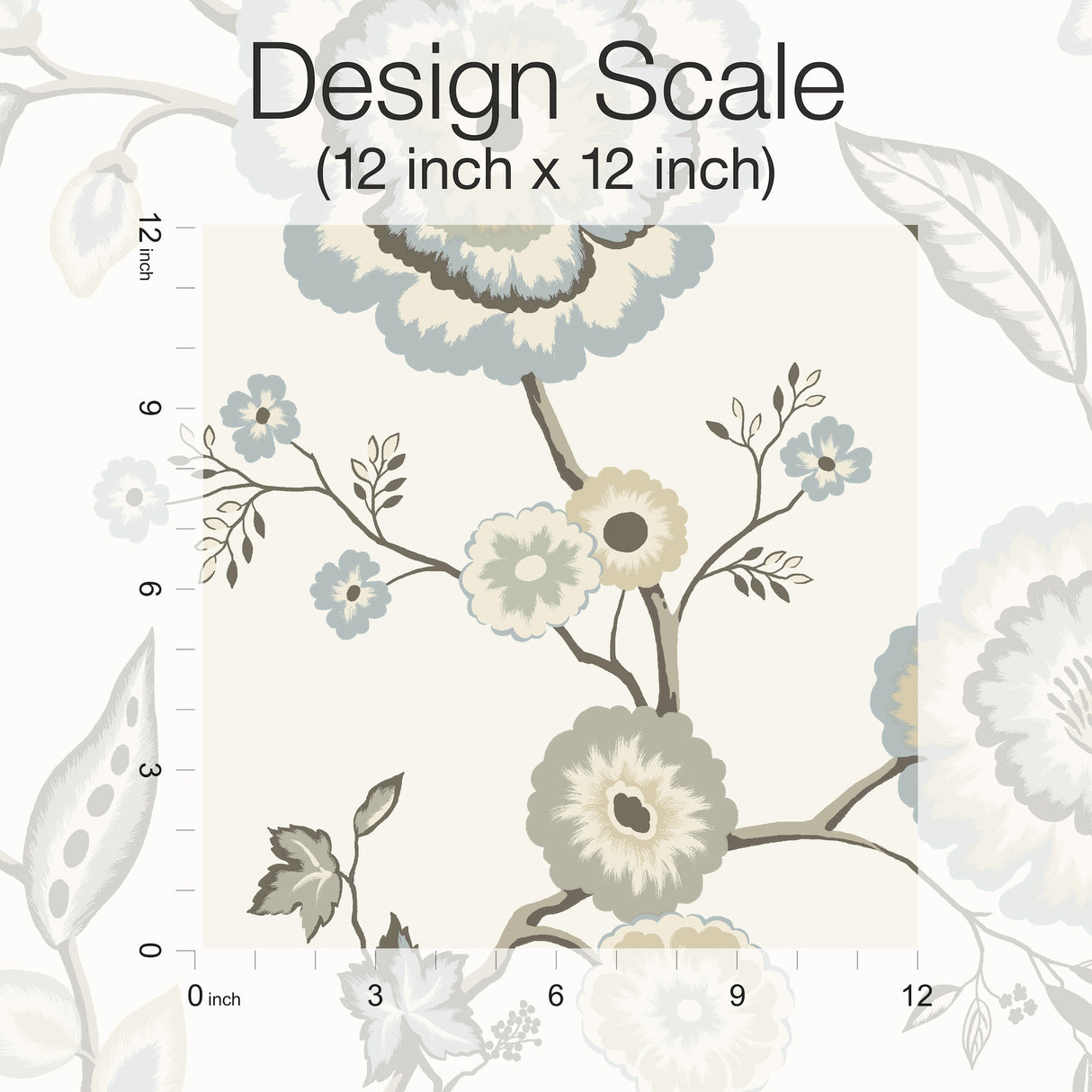 York GO8234 Dahlia Blooms Off White & Blue Wallpaper