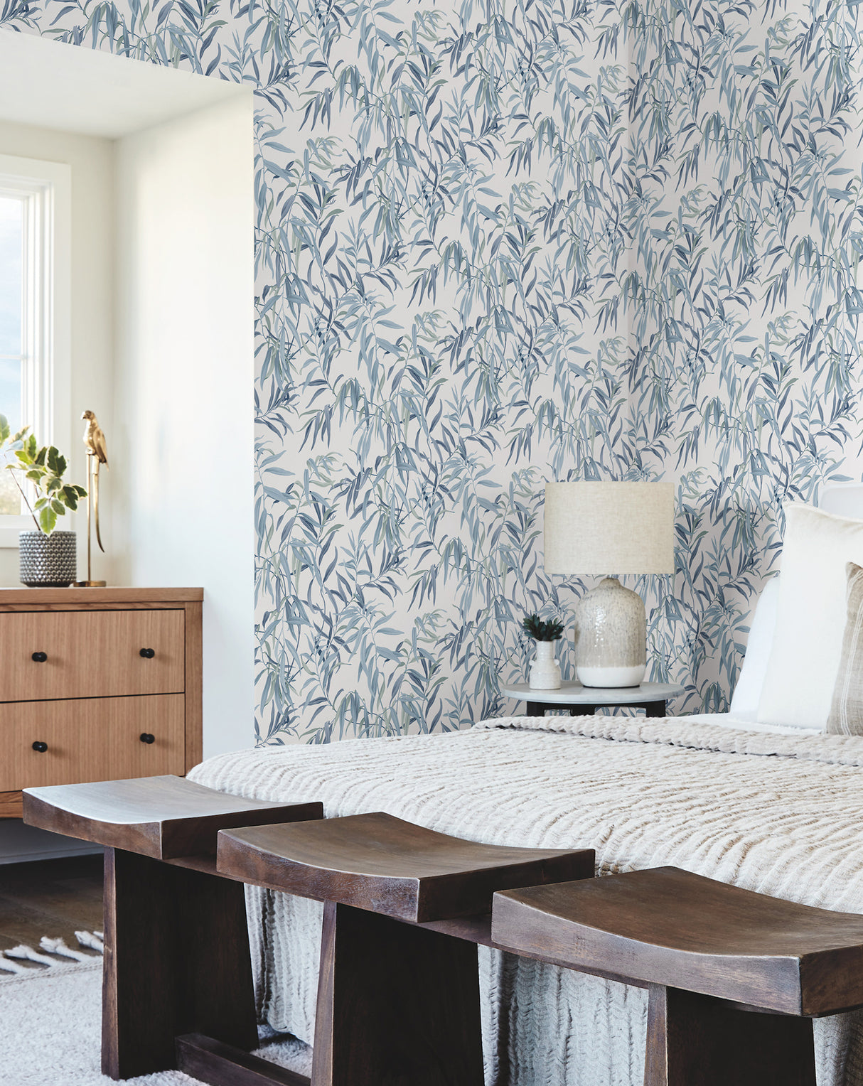 York GO8242 Willow Grove Sky Blue Wallpaper