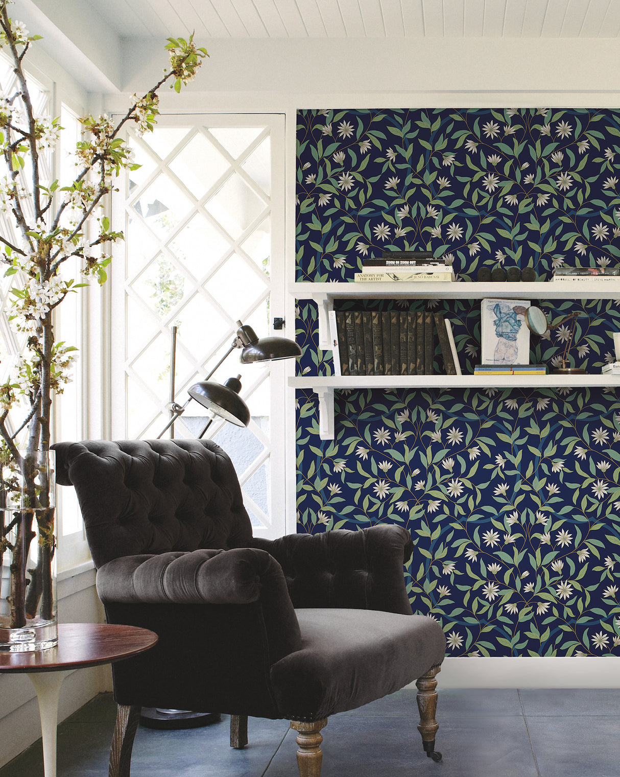 York GO8251 Jasmine Blue Metallic Wallpaper