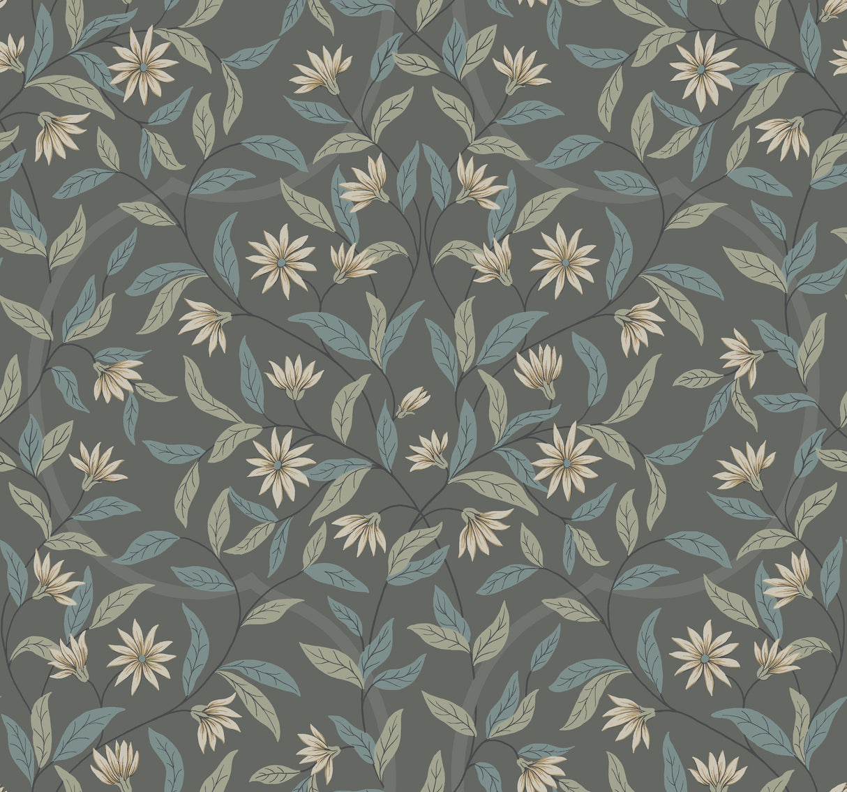York GO8256 Jasmine Charcoal Wallpaper