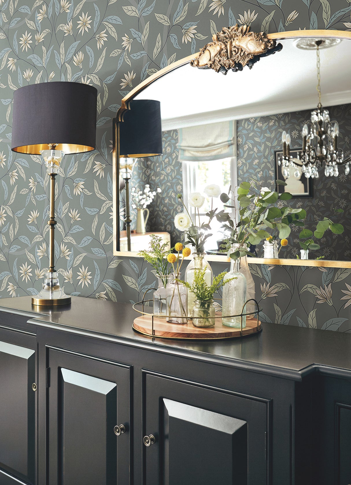 York GO8256 Jasmine Charcoal Wallpaper
