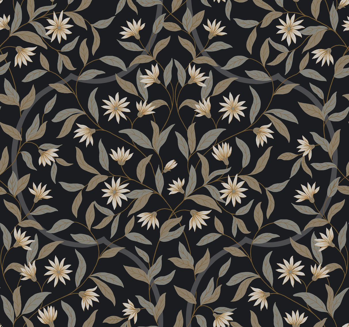York GO8257 Jasmine Black Metallic Wallpaper