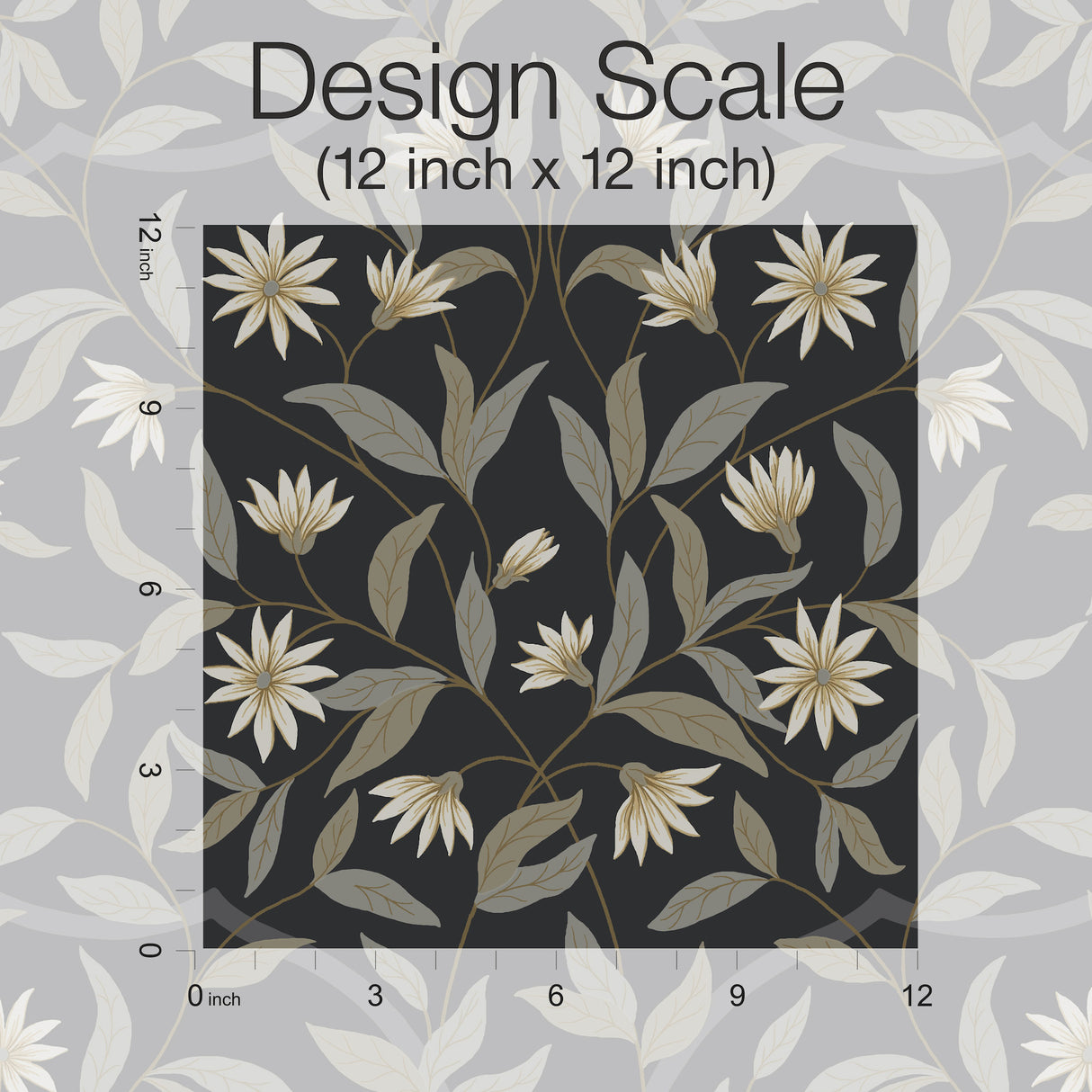 York GO8257 Jasmine Black Metallic Wallpaper