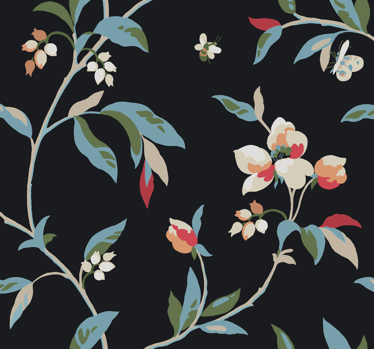 York GO8281 Springtime Black & Blue Wallpaper
