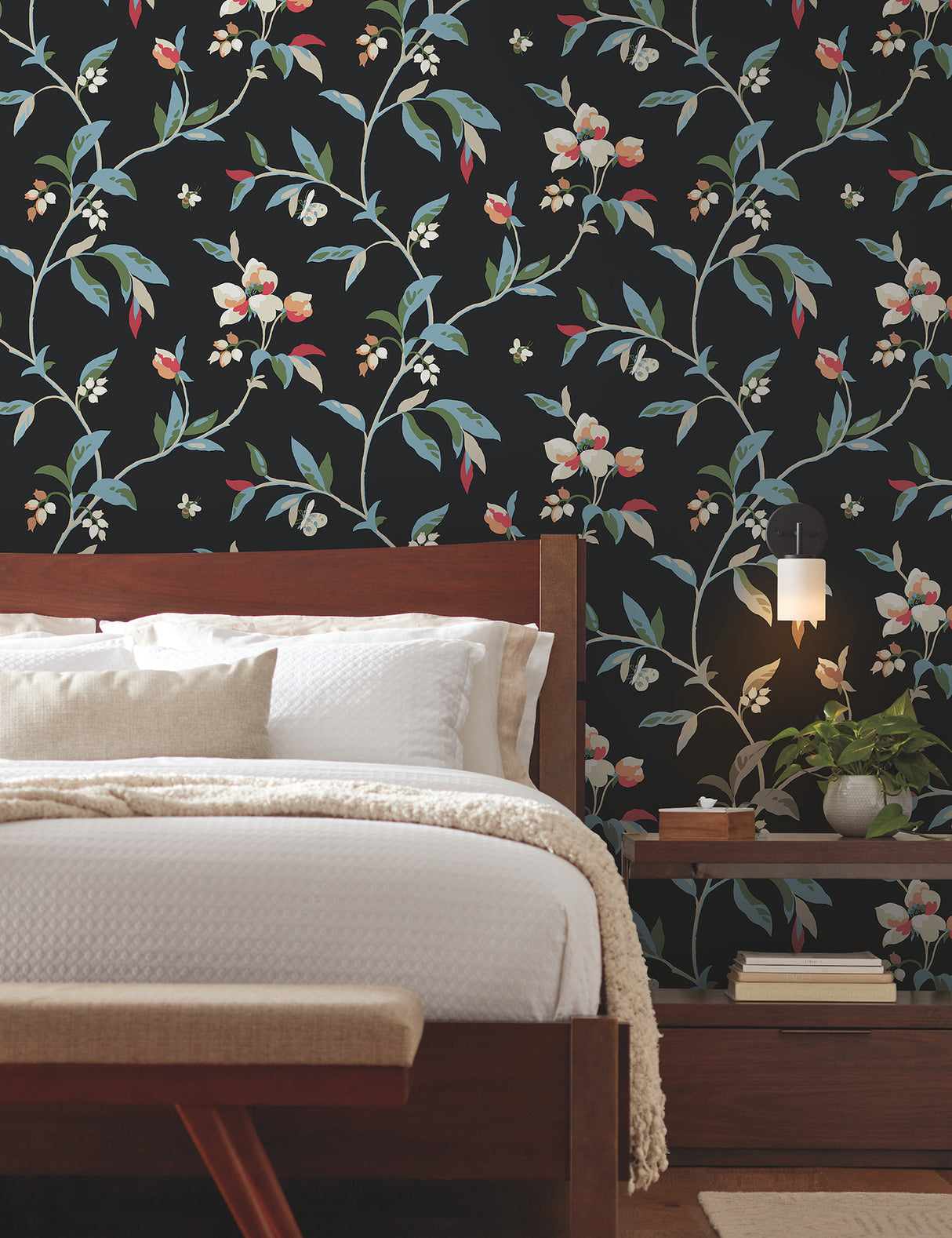 York GO8281 Springtime Black & Blue Wallpaper