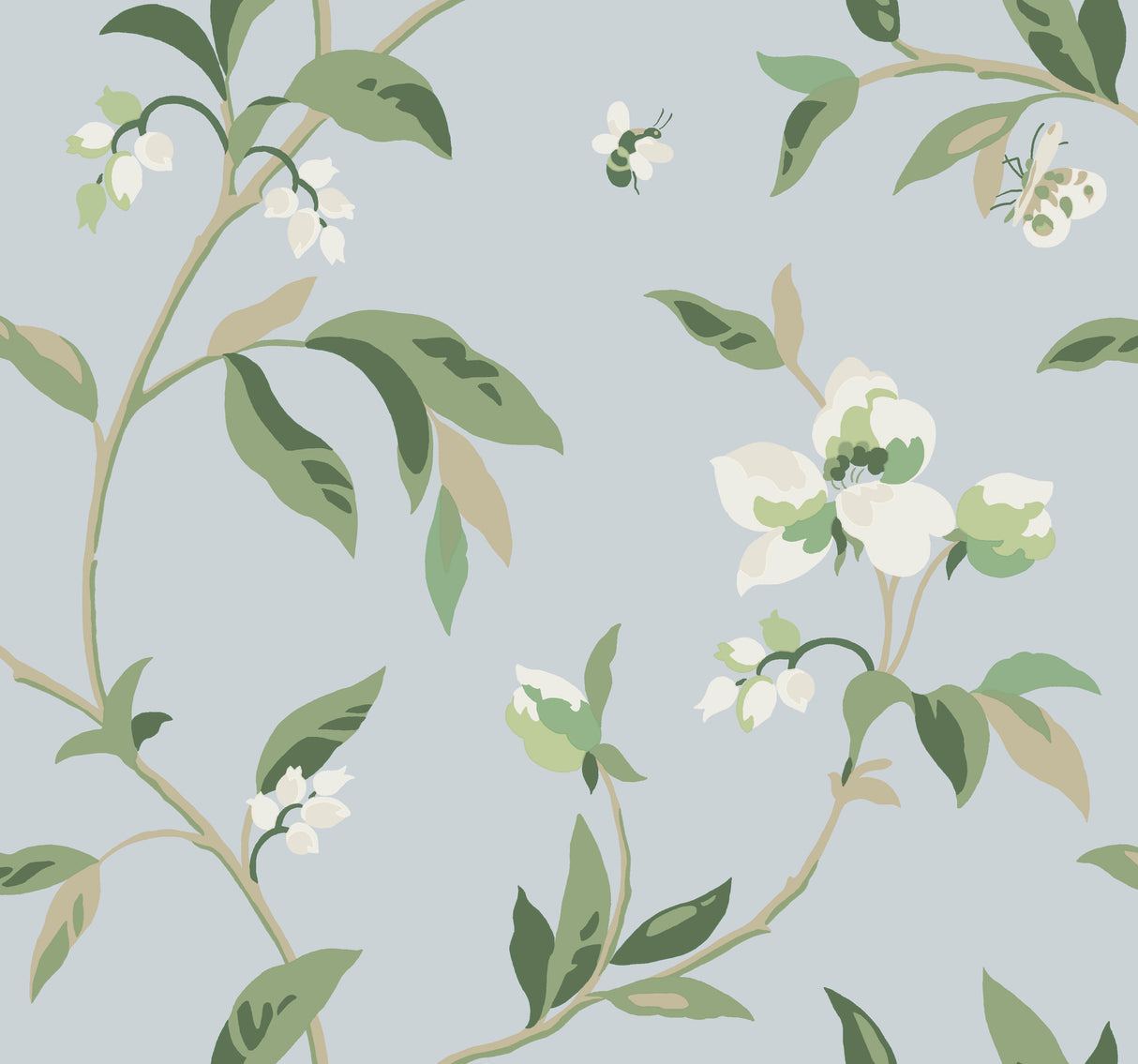 York GO8282 Springtime Blue & Green Wallpaper