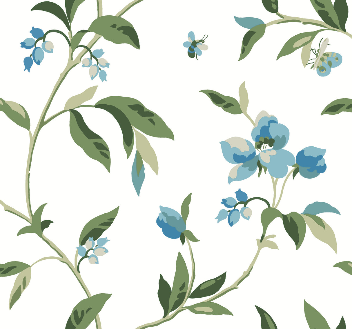 York GO8283 Springtime Blue & Green Wallpaper