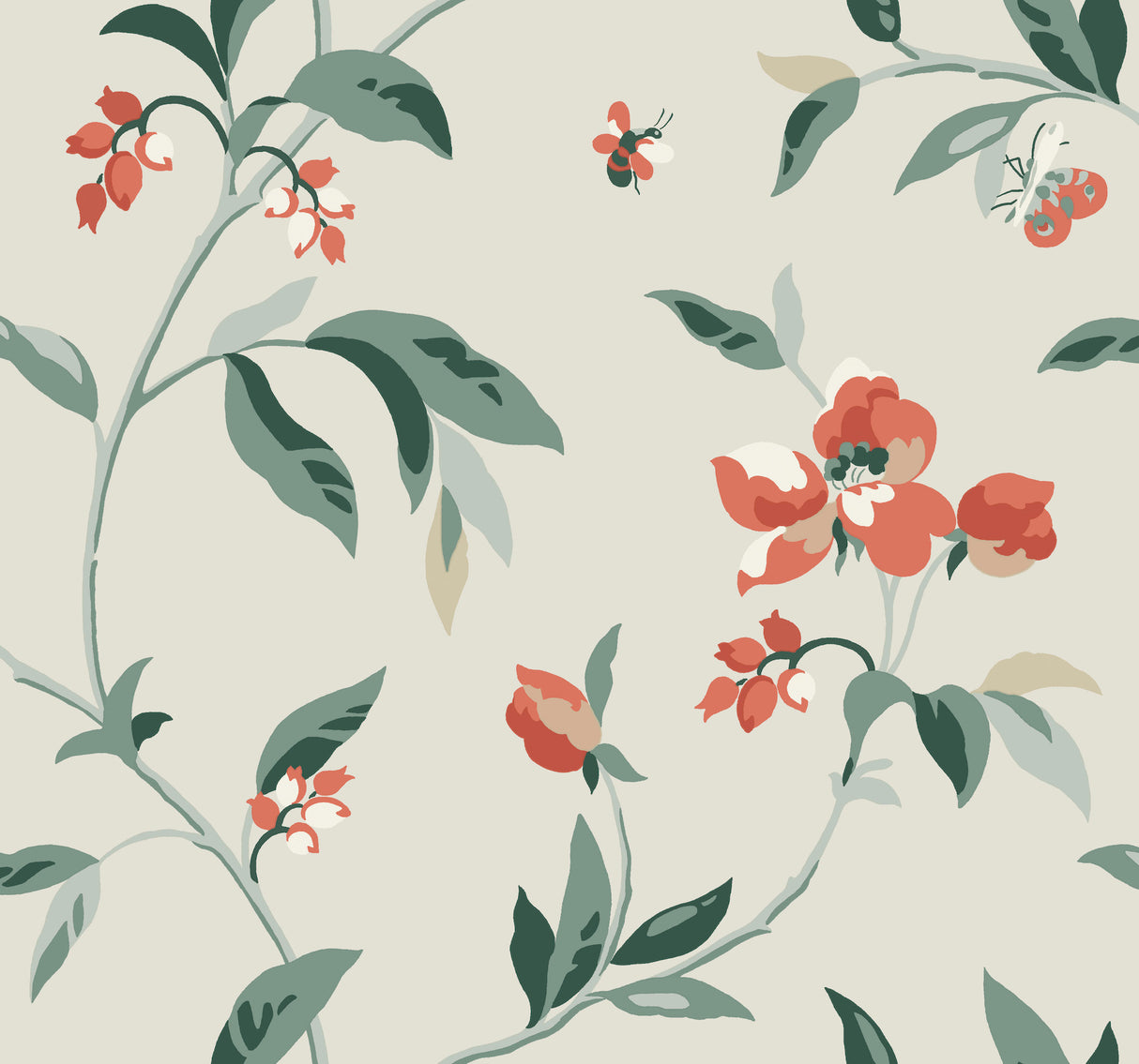 York GO8284 Springtime Beige & Orange Wallpaper