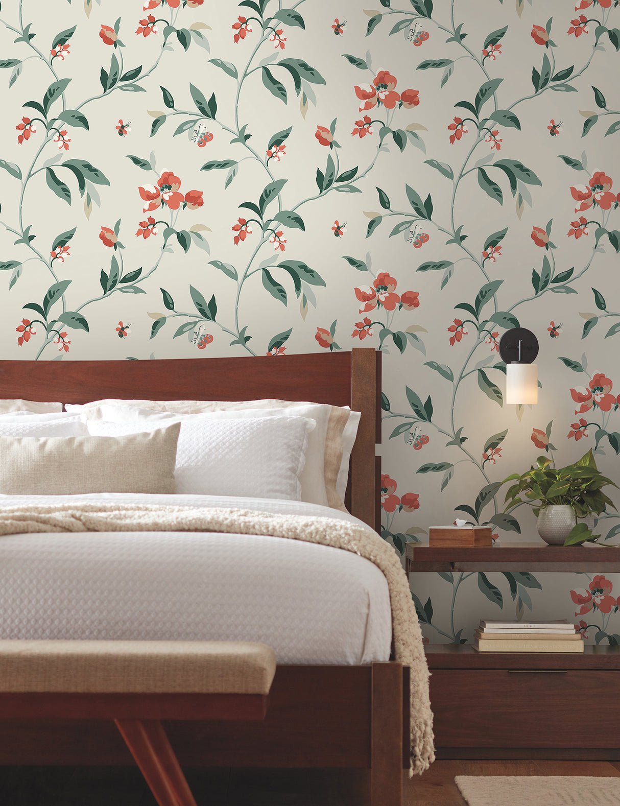 York GO8284 Springtime Beige & Orange Wallpaper