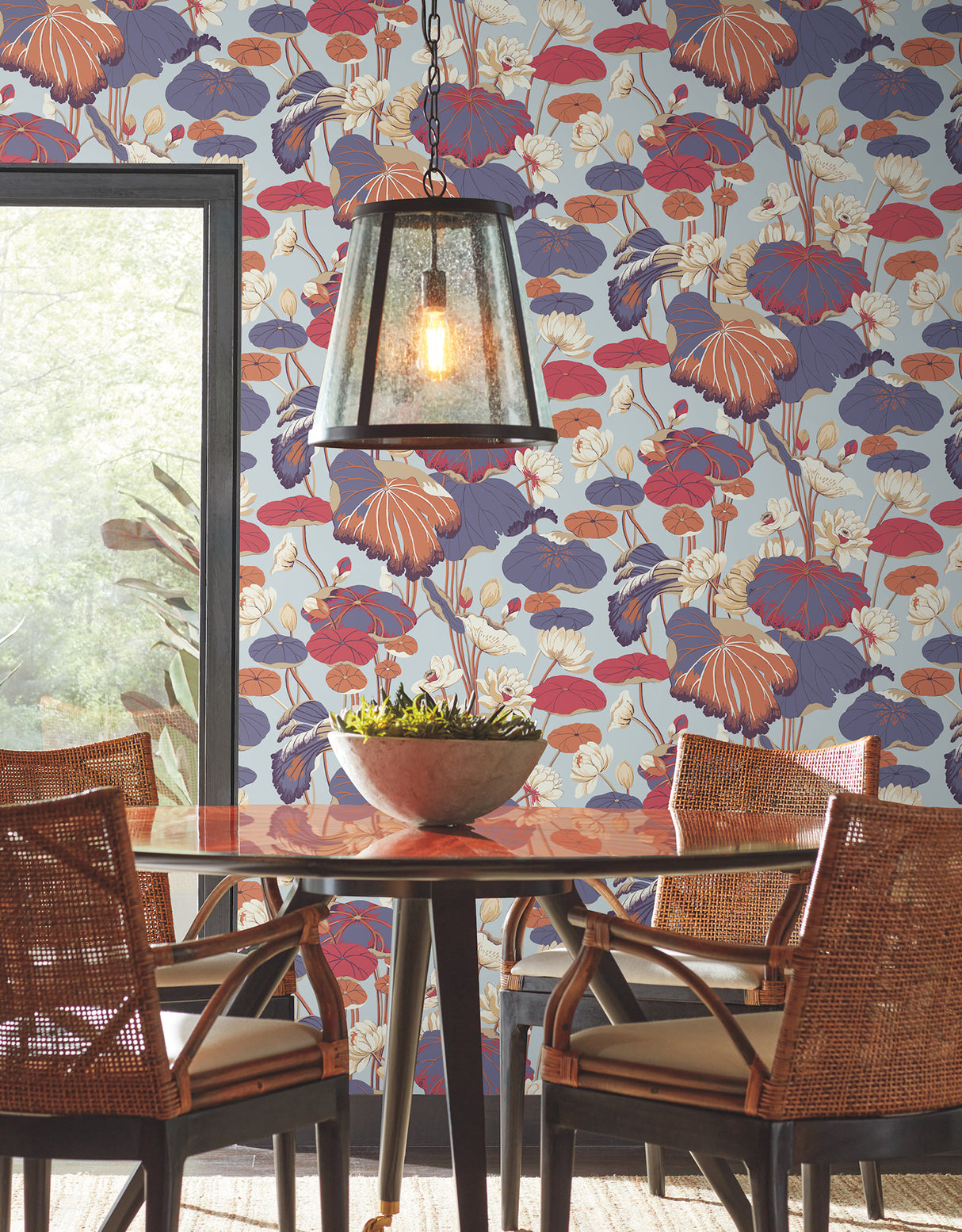 York GO8291 Lotus Pond Purple & Pink Wallpaper