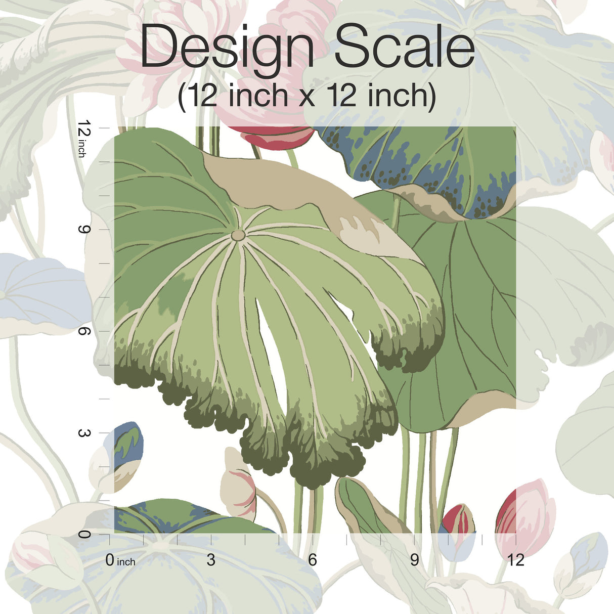 York GO8293 Lotus Pond Green & Pink Wallpaper