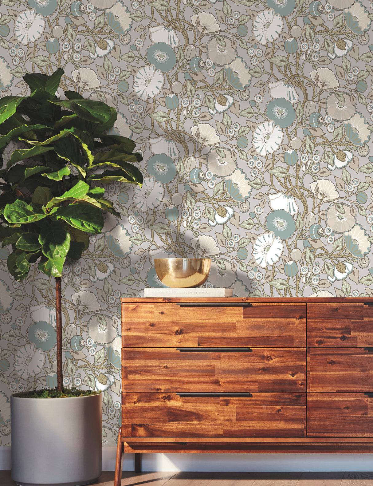 York GO8313 Vincent Poppies Heather Wallpaper