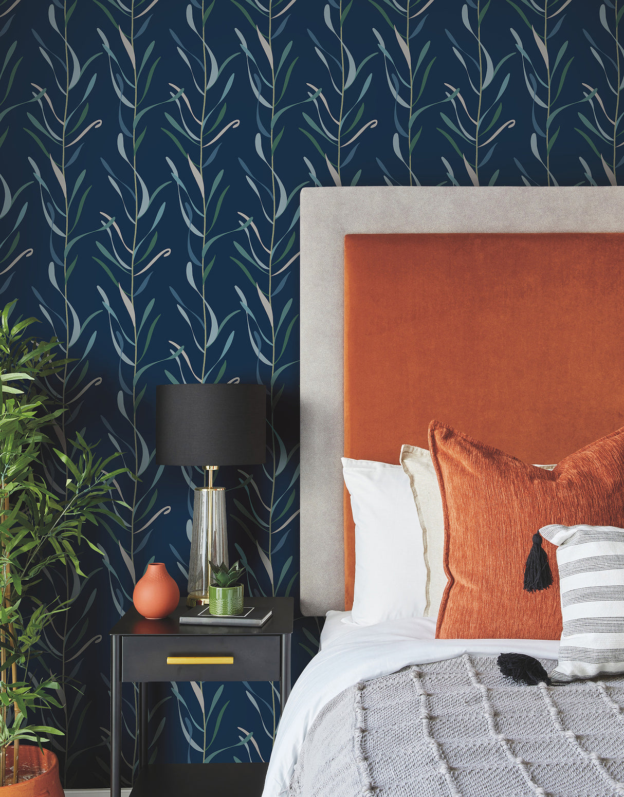 York GO8324 Chloe Vine Indigo Wallpaper