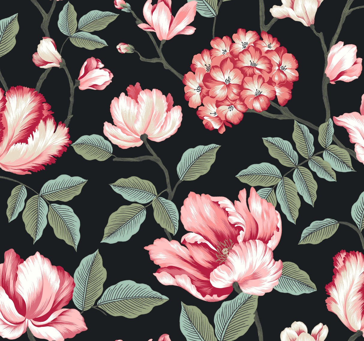 York GR5901 Morning Garden Black Wallpaper
