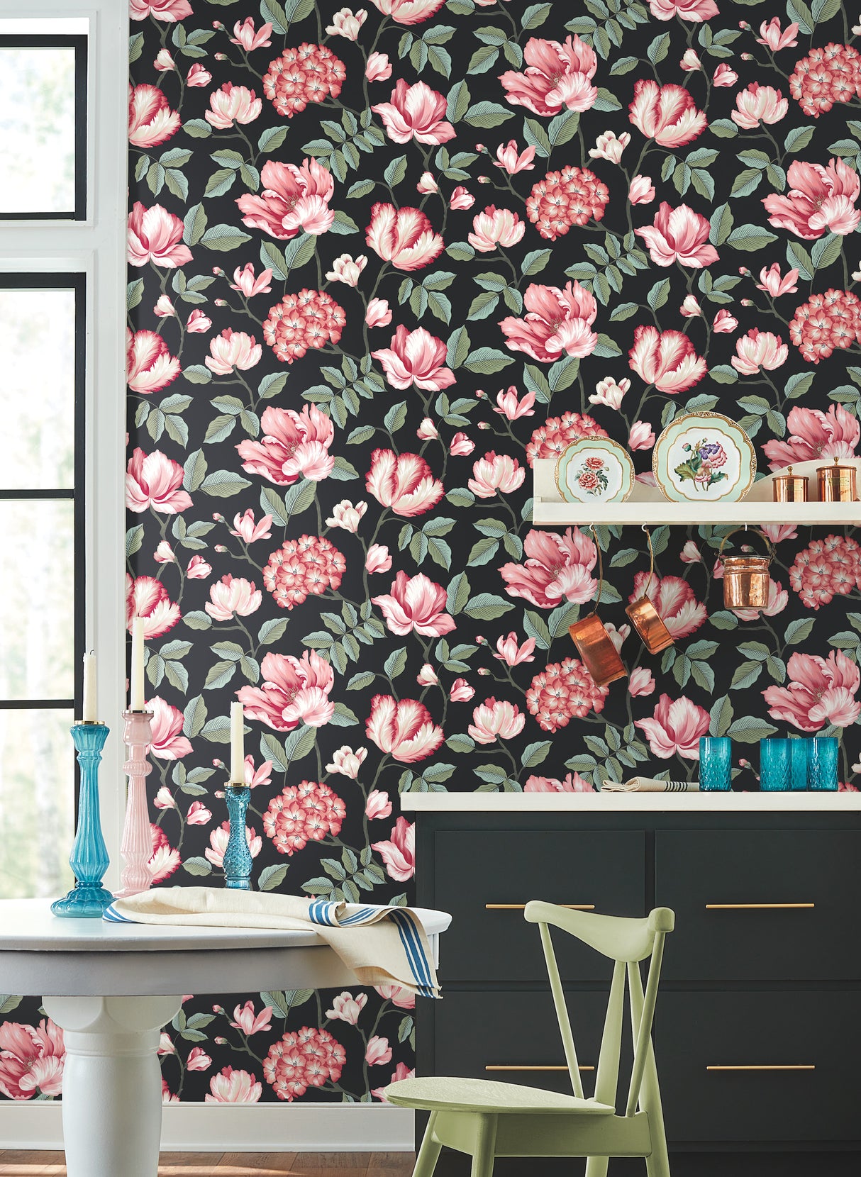 York GR5901 Morning Garden Black Wallpaper