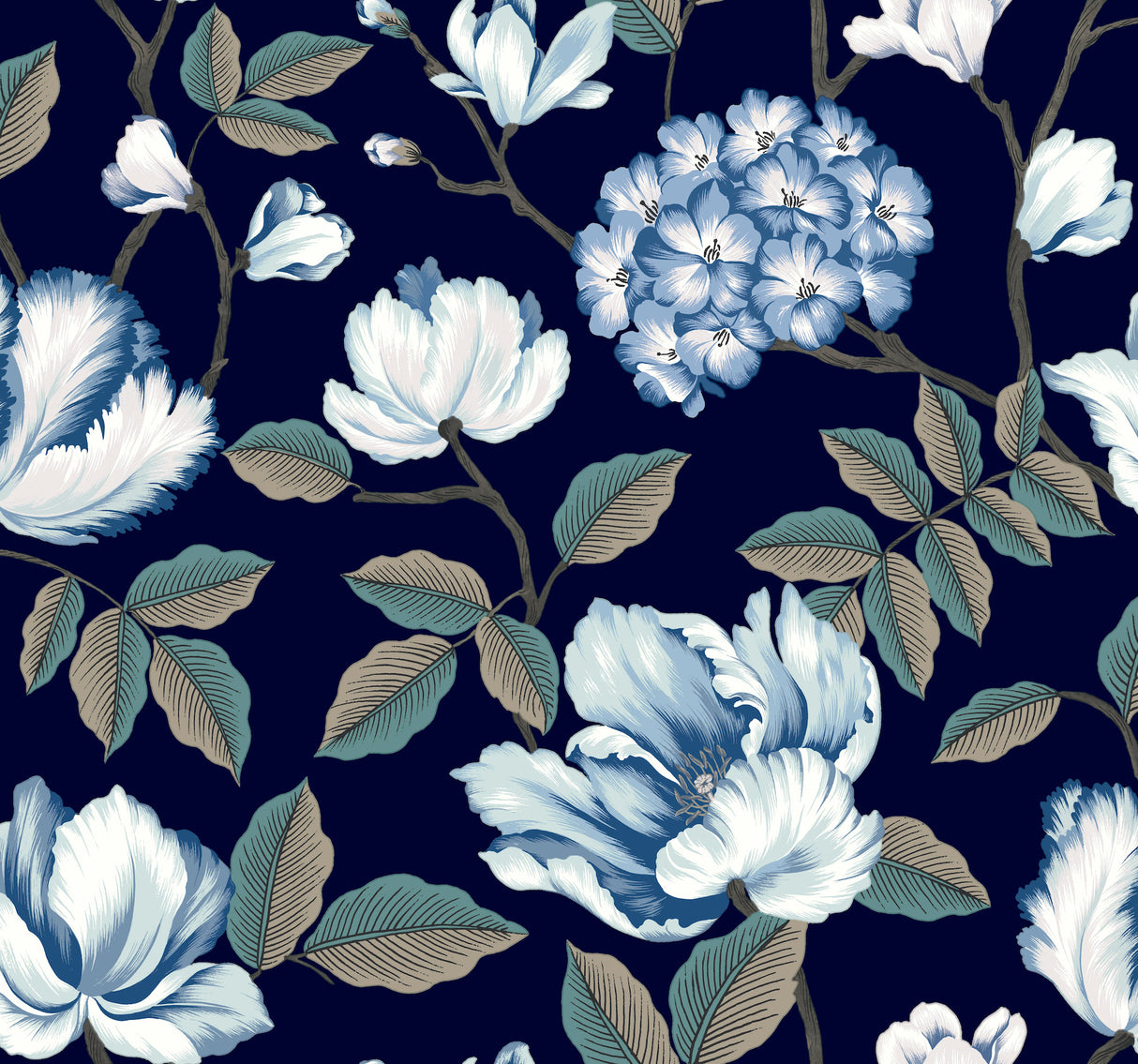 York GR5902 Morning Garden Navy Wallpaper
