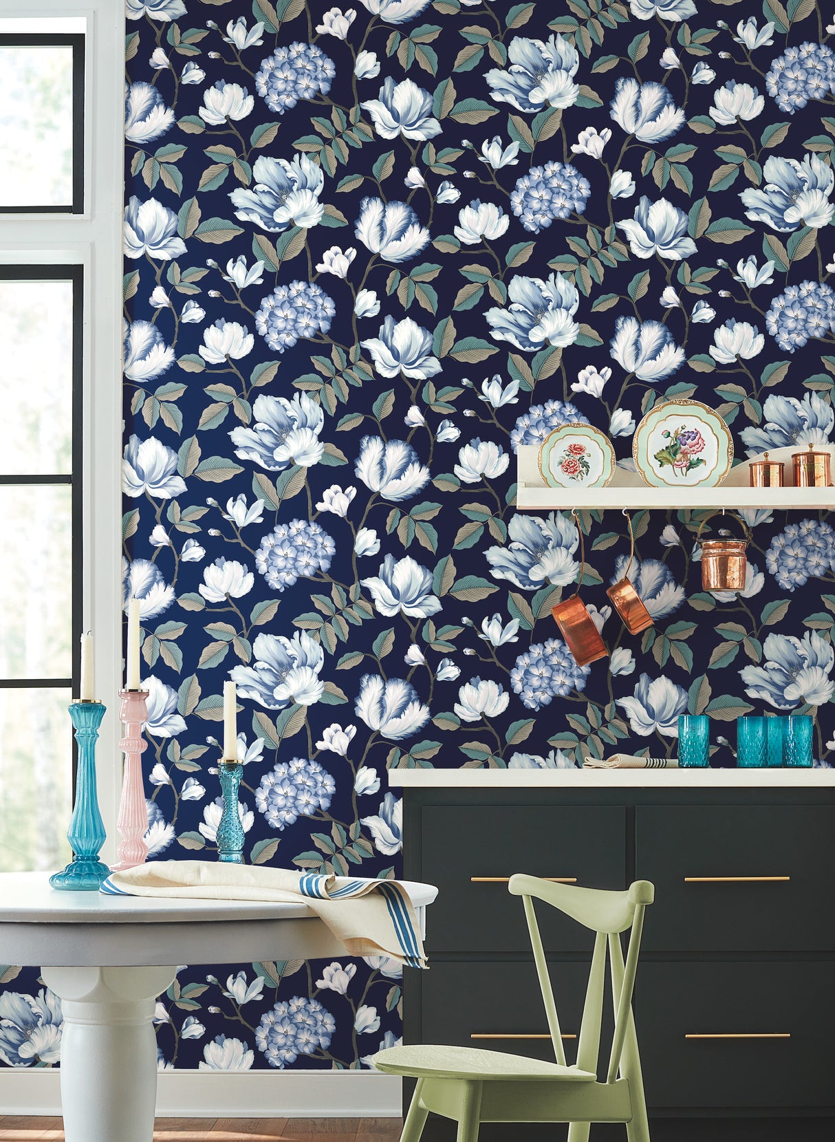 York GR5902 Morning Garden Navy Wallpaper