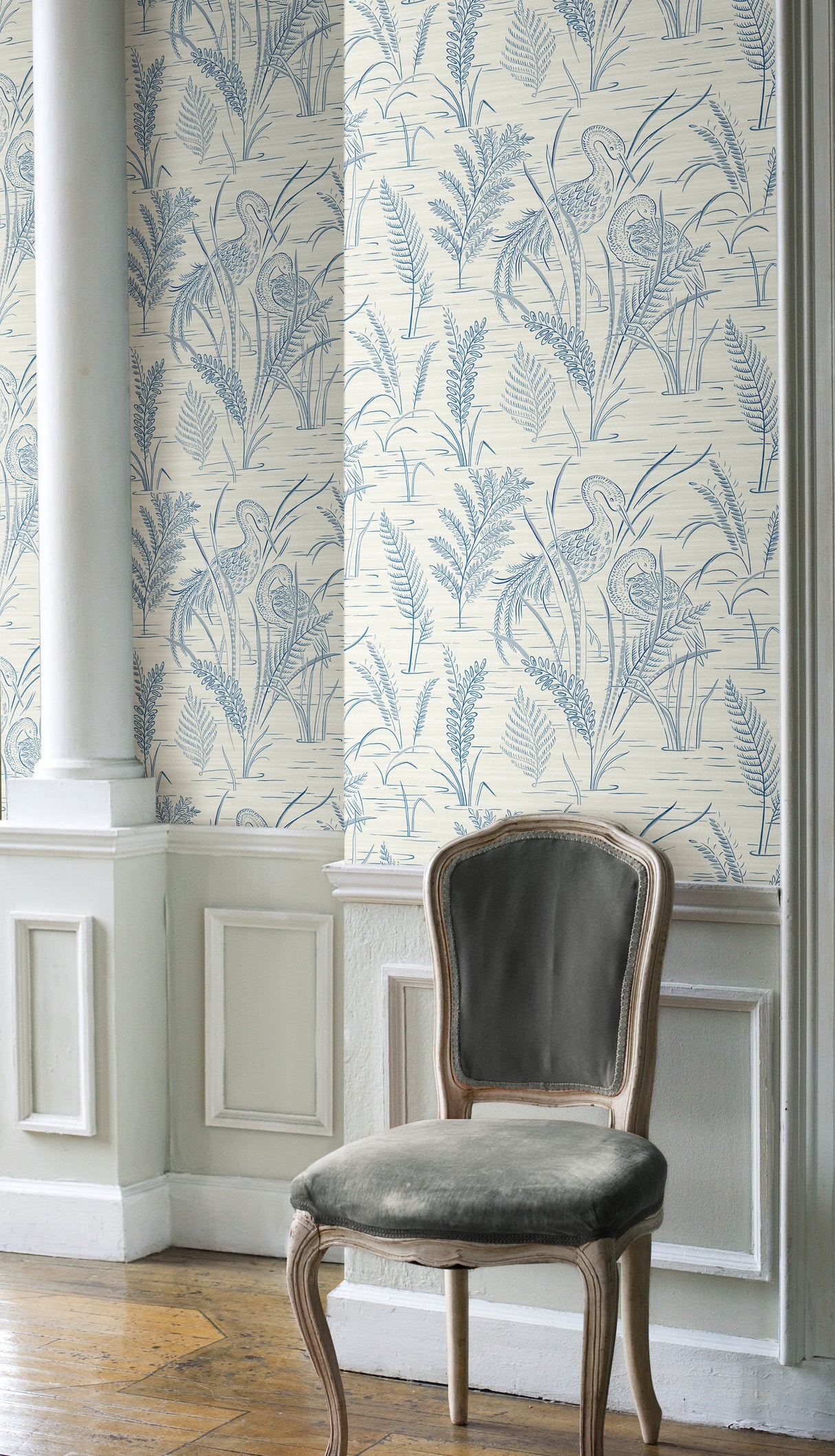 York GR5954 Fernwater Cranes Blue Wallpaper