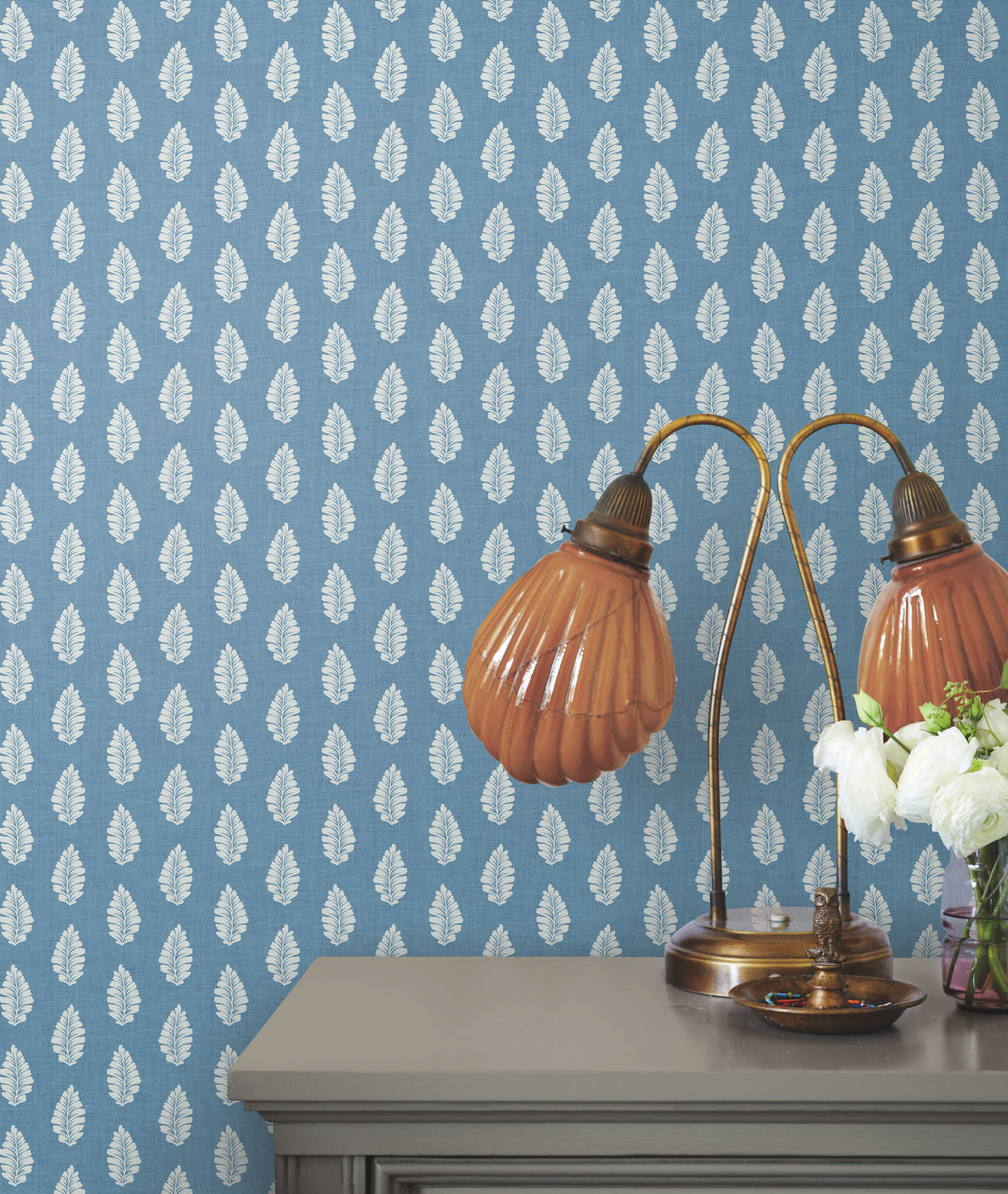 York GR5963 Leaf Pendant Blue Wallpaper