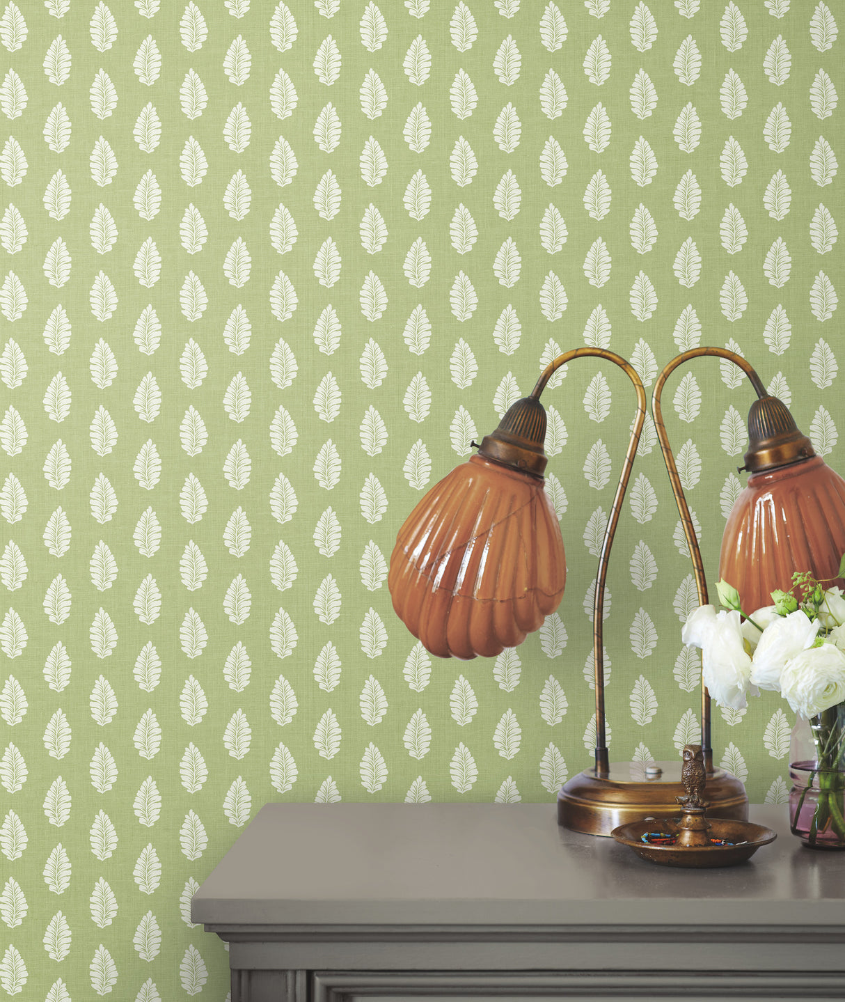 York GR5967 Leaf Pendant Green Wallpaper