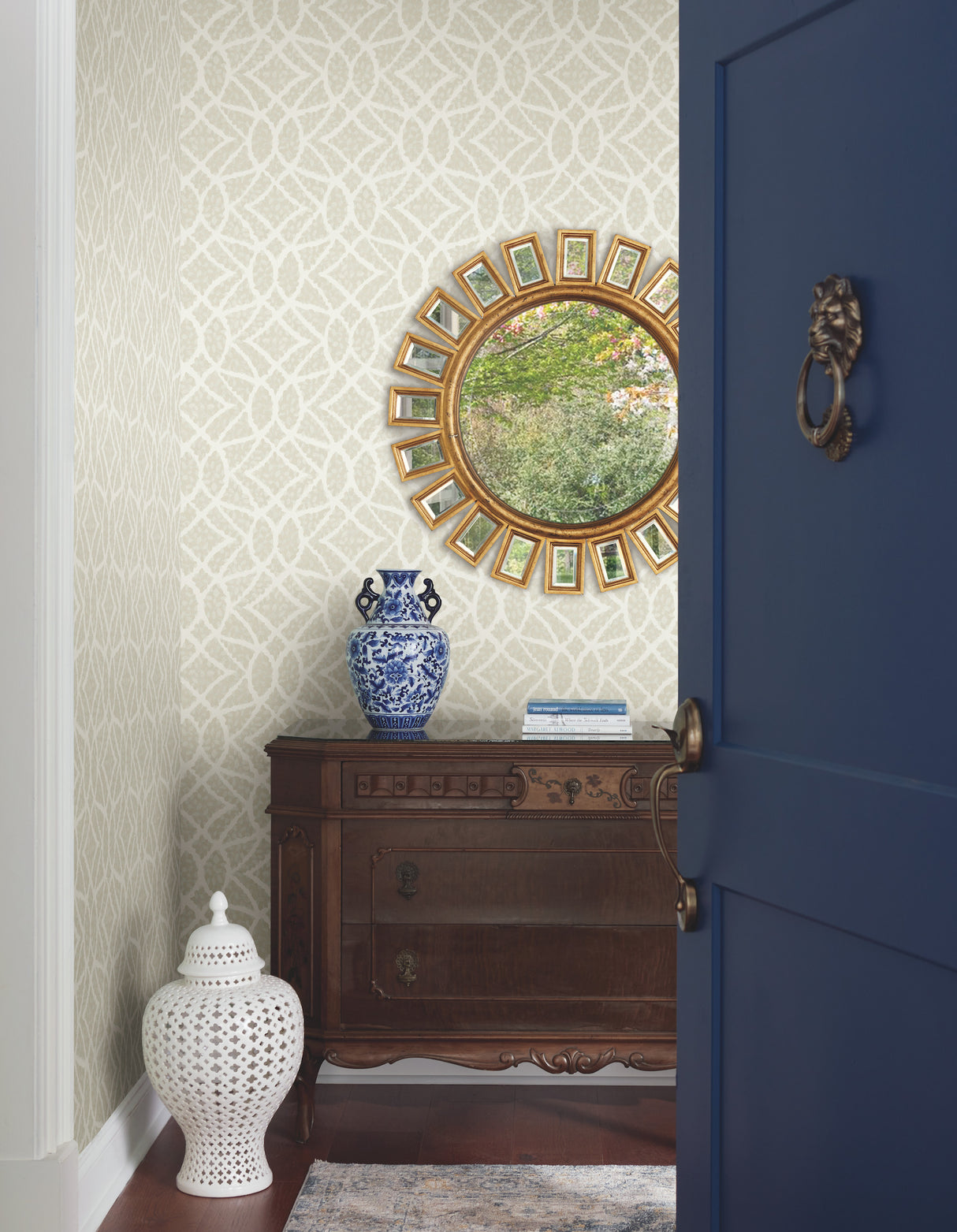 York GR5974 Boxwood Garden Beige Wallpaper