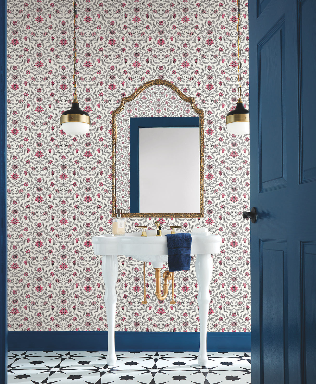 York GR5982 Vintage Blooms Red Wallpaper