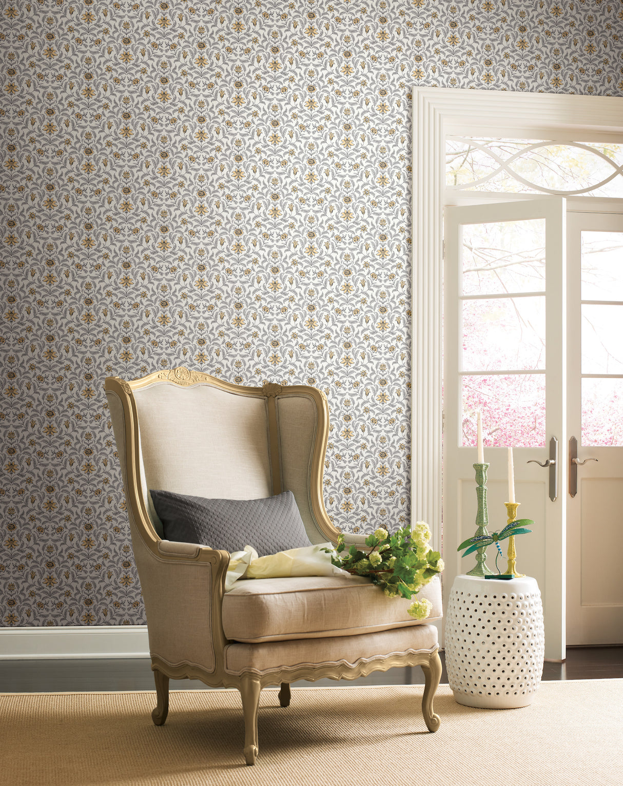 York GR5983 Vintage Blooms Yellow Wallpaper