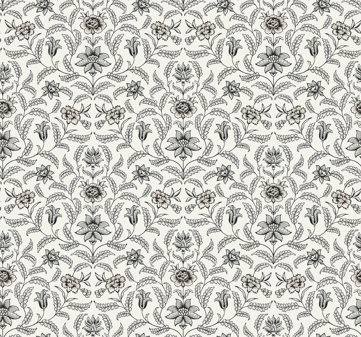 York GR5984 Vintage Blooms Grey Wallpaper