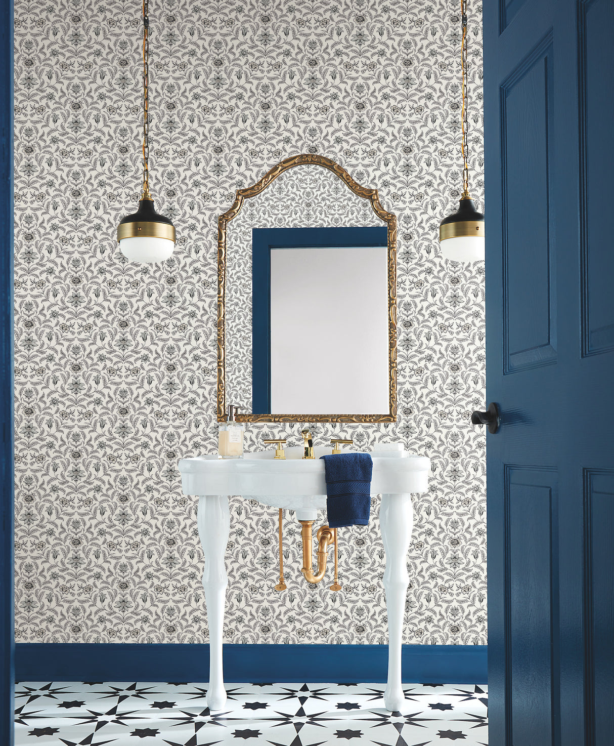 York GR5984 Vintage Blooms Grey Wallpaper