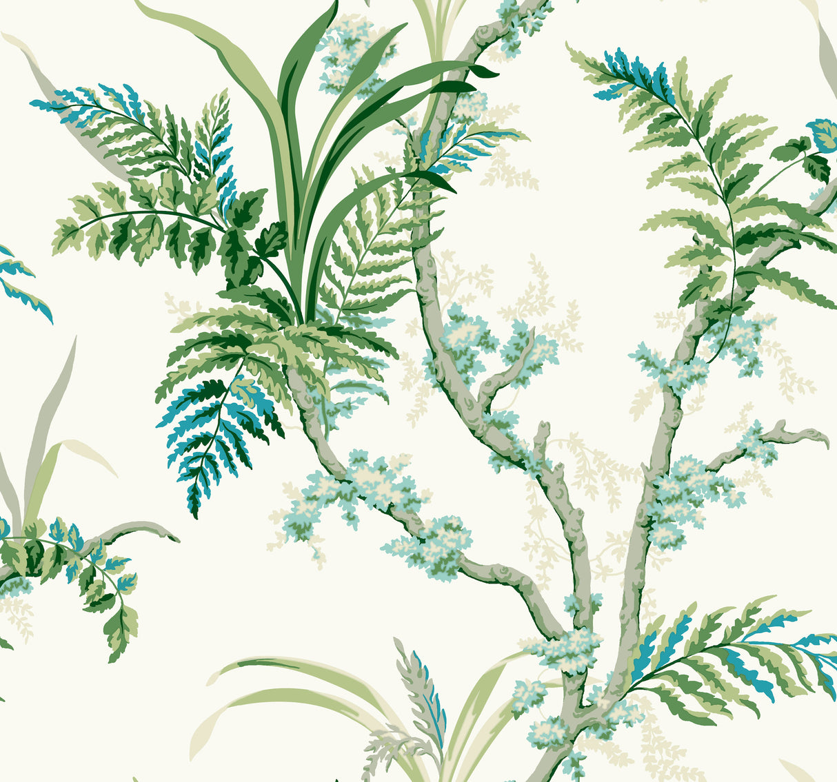 York GR5991 Enchanted Fern Blue & Green Wallpaper