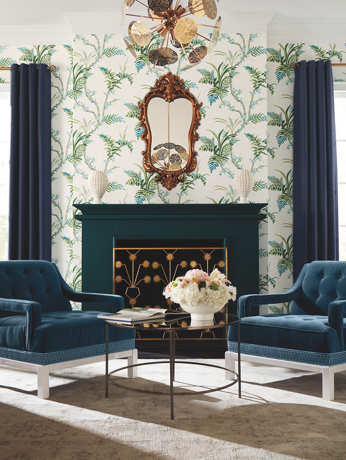 York GR5991 Enchanted Fern Blue & Green Wallpaper