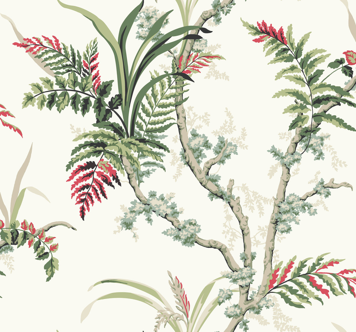 York GR5993 Enchanted Fern Green & Red Wallpaper