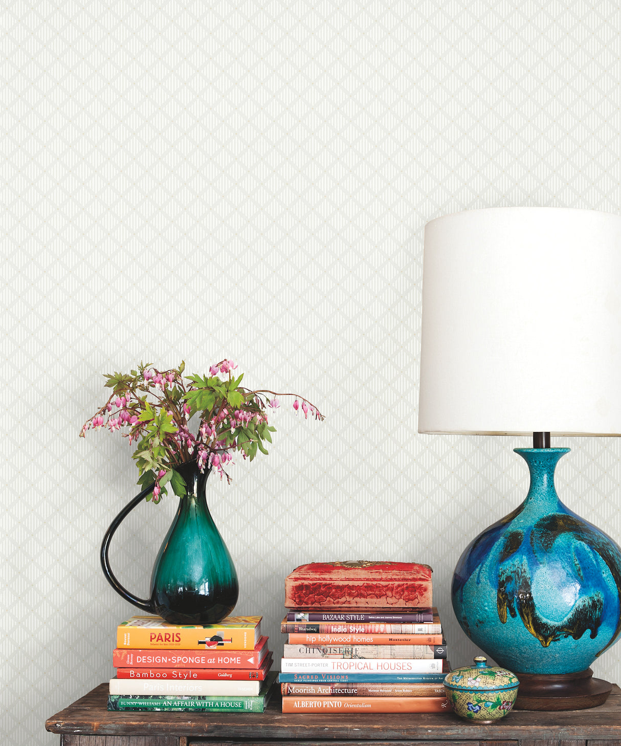 York GR6002 Diamond Gate White & Tan Wallpaper