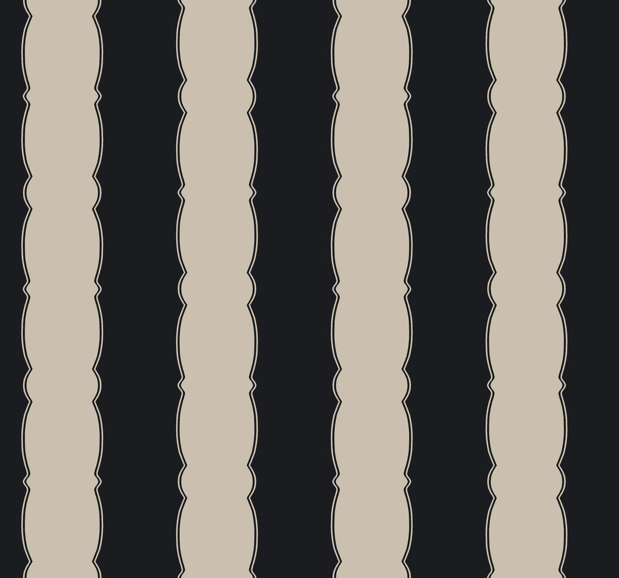 York GR6015 Scalloped Stripe Black Wallpaper