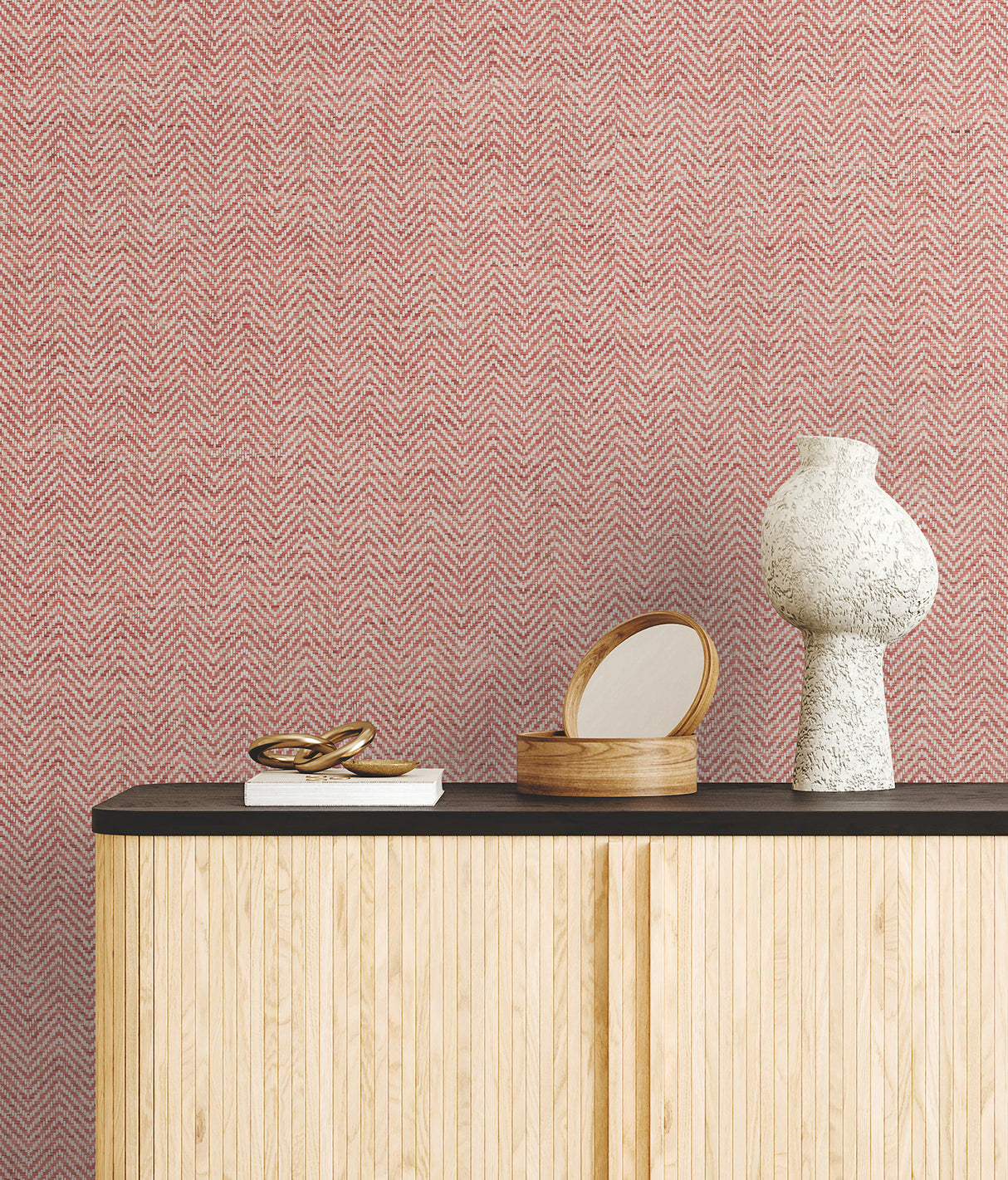 York GV0192 Tailored Weave Red Wallpaper