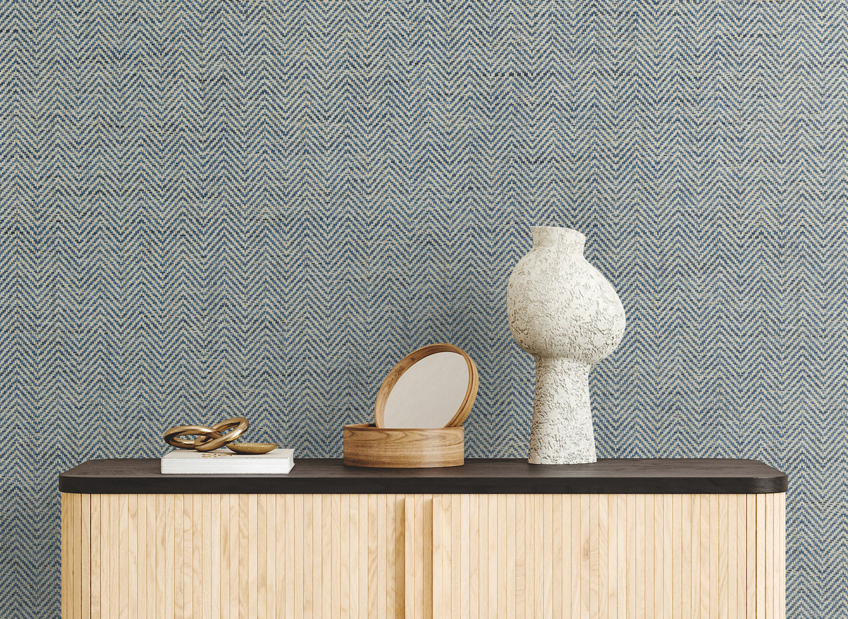 York GV0196 Tailored Weave Blue Wallpaper