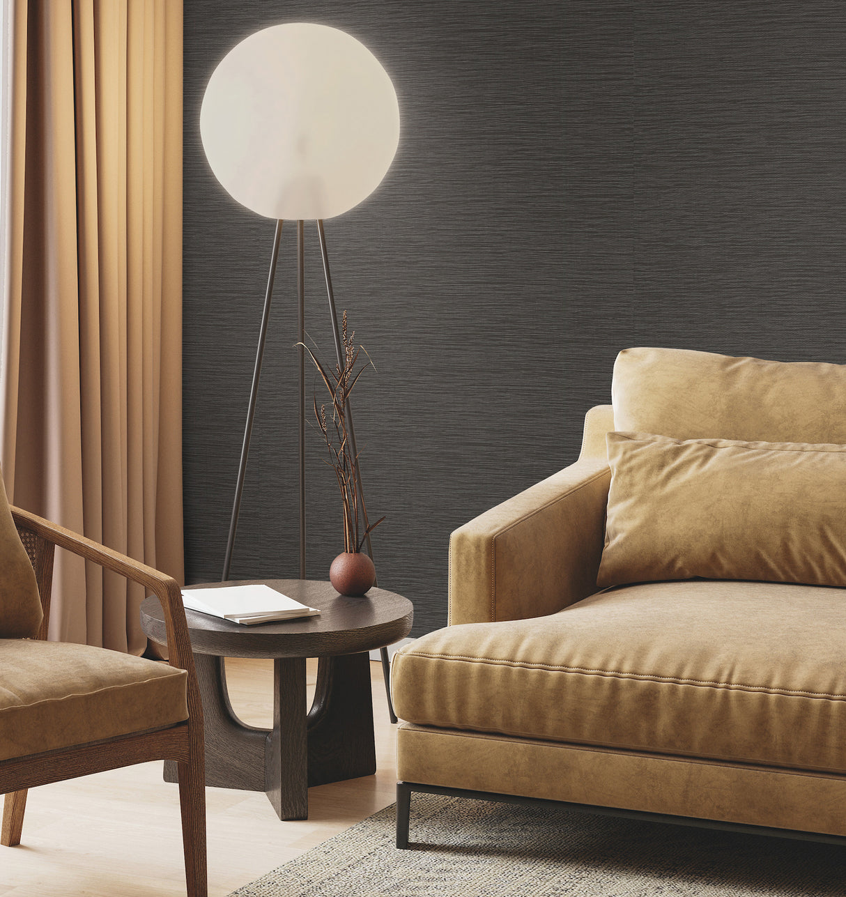 York GV0221 Horizon Paperweave Black Wallpaper