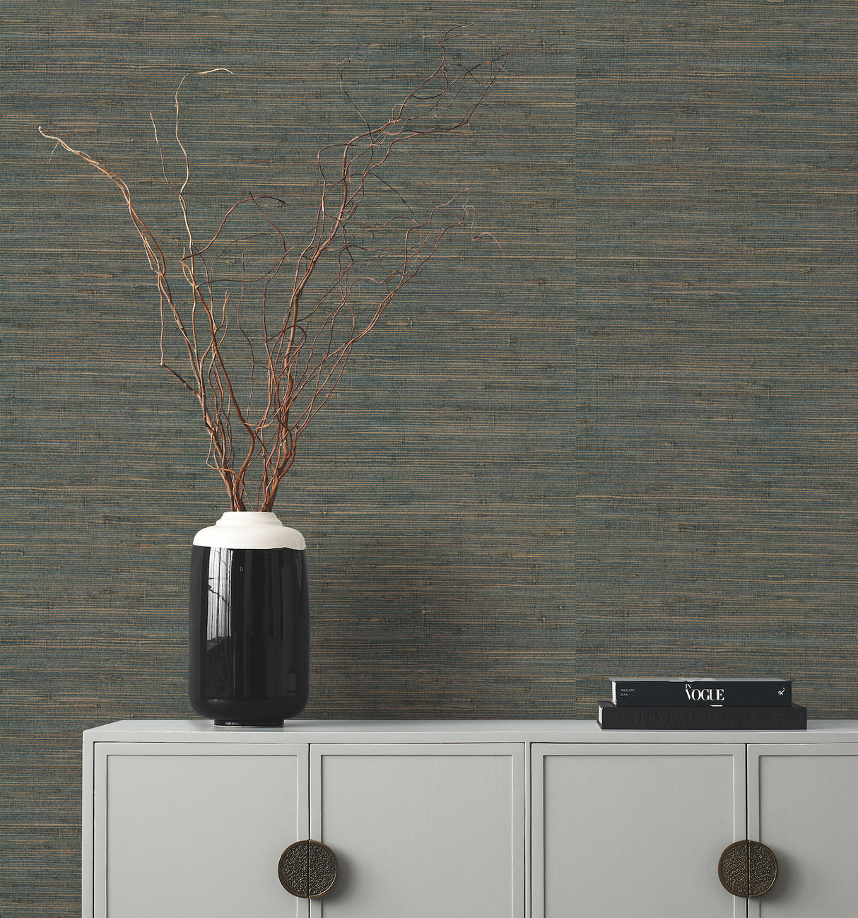 York GV0234 Knotted Grass Dark Teal Wallpaper