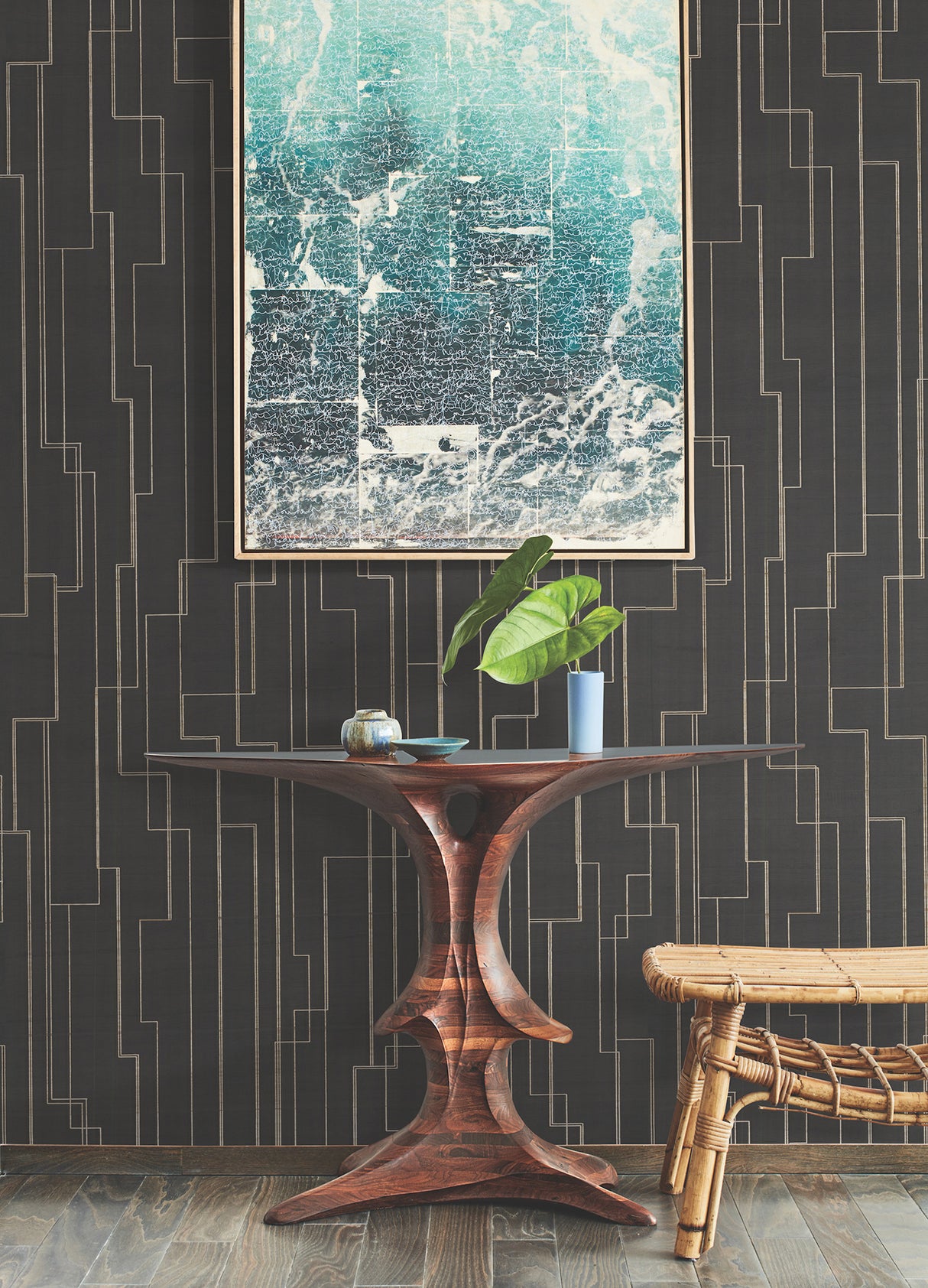 York GV0256 Inlay Line Black Wallpaper