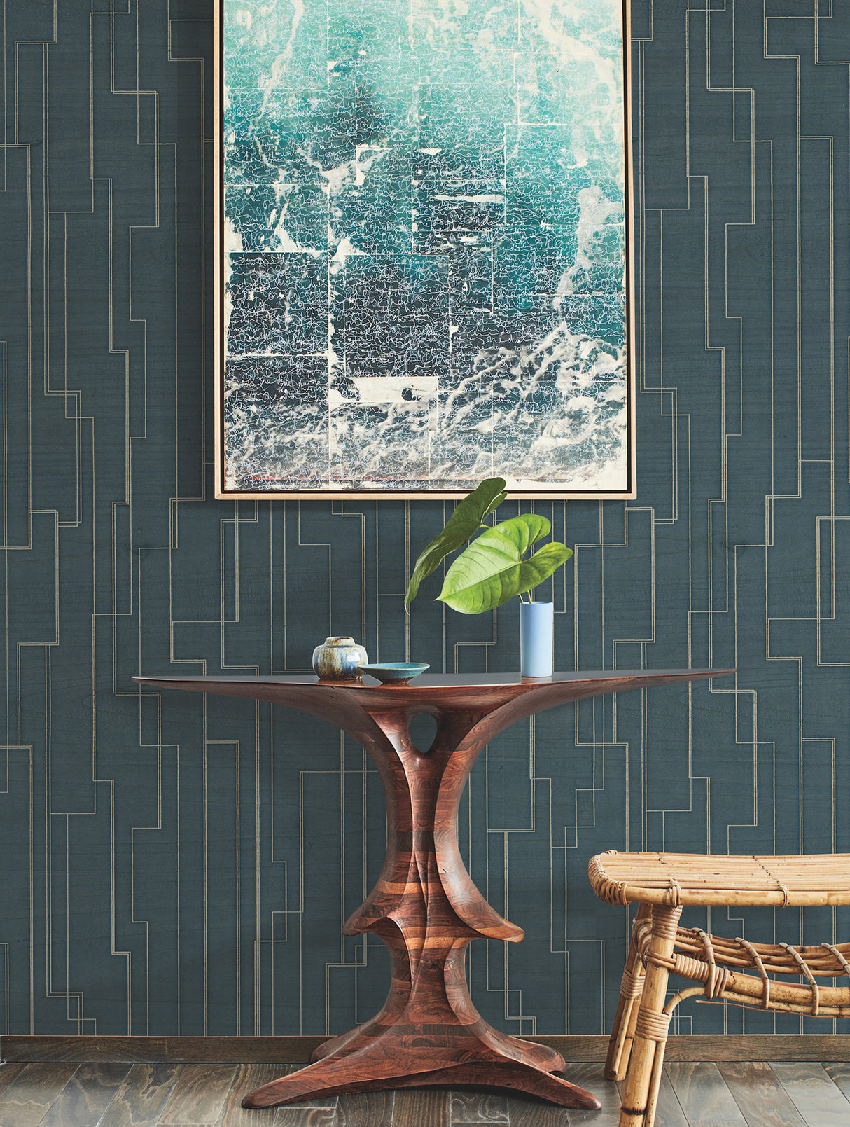 York GV0258 Inlay Line Peacock Wallpaper