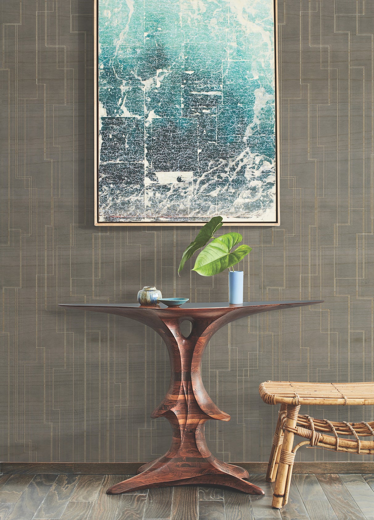 York GV0259 Inlay Line Mink Wallpaper