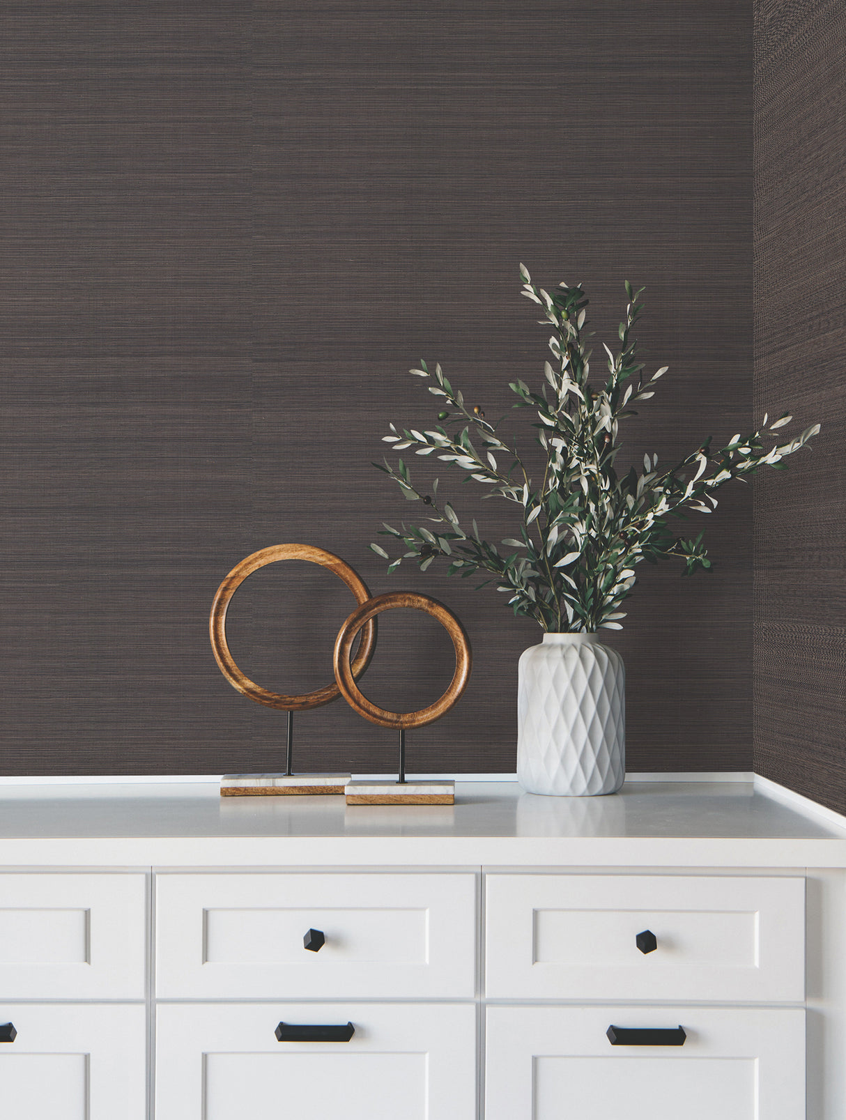 York GV0274 Modern Abaca Black Wallpaper