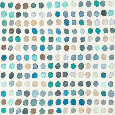 LEE JOFA MODERN GWF-2735.355.0 TWISTER PRINT DENIM/AQUA Fabric - Eade's Wallpaper