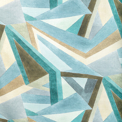 LEE JOFA MODERN GWF-3772.635.0 ROULADE PRINT AQUA/DUNE Fabric - Eade's Wallpaper